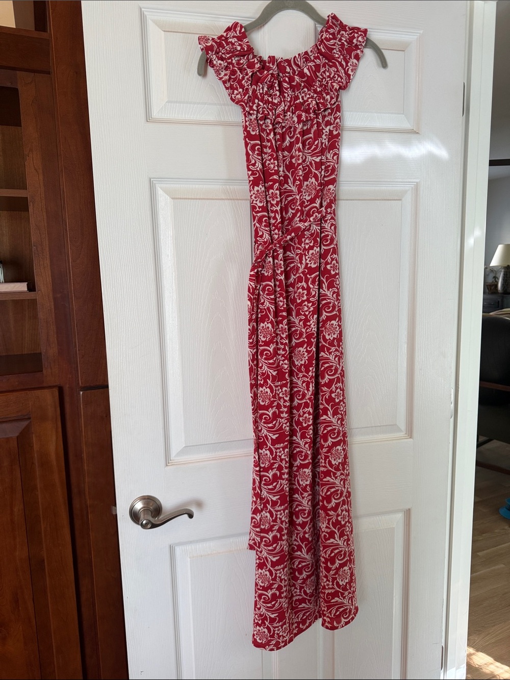 LOFT Red and White Floral Maxi Dress